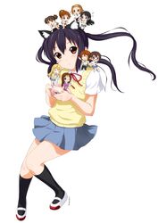  black_hair brown_eyes chibi cup hirasawa_ui hirasawa_yui k-on! kneehighs kotobuki_tsumugi long_hair manabe_nodoka milk minigirl mug nakano_azusa school_uniform shoes socks suzuki_jun tainaka_ritsu tsuchinoto twintails uwabaki yamanaka_sawako 