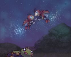  couple ledian night no_humans pokemon pokemon_(game) pokemon_gsc sparkle spinarak star 