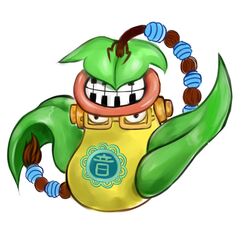  brown_hair crossover glasses hair_ornament long_hair no_humans nokonokoro one_piece parody pokemon scratchmen_apoo simple_background victreebel victreebell 