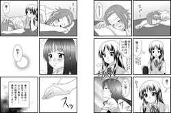  akiyama_mio comic k-on! monochrome shiratamama tainaka_ritsu translation_request yuri 