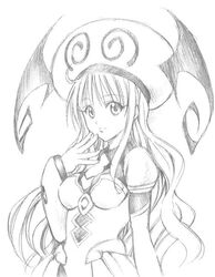  grayscale greyscale hat lala_satalin_deviluke monochrome sketch smile to_love-ru toloveru yabuki_kentarou 