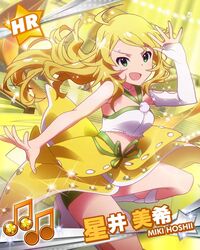  1girl ahoge blonde_hair green_eyes hoshii_miki idolmaster idolmaster_million_live! long_hair official_art 