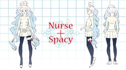  gloves hat hatsune_miku legs nararika nurse nurse_cap pantyhose project_diva project_diva_2nd red_eyes silver_hair vocaloid 