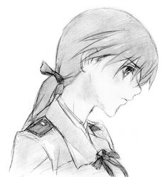  kisetsu military military_uniform monochrome sketch solo strike_witches traditional_media uniform 
