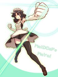  apron elbow_gloves foreshortening gloves legs maid maid_headdress solo tamago tanamachi_kaoru thigh-highs thighhighs wink 