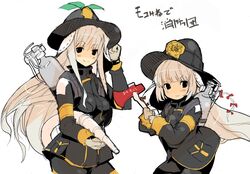  alternate_costume axe contemporary firefighter fujiwara_no_mokou hiruma_andon kamishirasawa_keine multiple_girls touhou weapon 