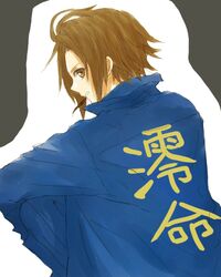  clothes_writing delinquent gogono_pan'ya gogono_panya hair_down jumpsuit k-on! short_hair solo tainaka_ritsu translated yankee 