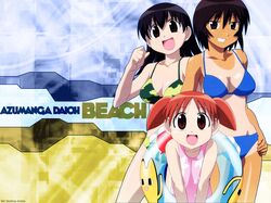  azumanga_daioh kagura mihama_chiyo swimsuit takino_tomo 
