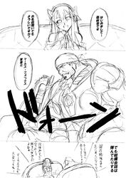  armor bandana chainsaw comic crossover dream_c_club gears_of_war gun lancer_(weapon) marcus_fenix mifune_seijirou monochrome rifle sketch smile translated weapon 