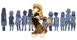  ando_nene andou_nene bike_shorts blonde_hair blue_eyes everyone from_behind hyakko iizuka_tatsuki kageyama_torako kazamatsuri_touma kobayashi_koma long_hair looking_back makunouchi_ushio maui multiple_girls necktie nikaidou_hitsugi nonomura_ayumi ooba_minato pantyhose plaid plaid_skirt saotome_suzume skirt smile suzugasaki_chie tartan tsubomiya_inori 