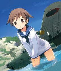  cover flying_boat h8k military miyafuji_yoshika official_art strike_witches world_war_ii wwii 