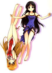  absurdres barefoot black_hair blonde_hair feet hands highres hiiragi_akao jinki legs multiple_girls tsunashima_shirou tsuzaki_aoba 