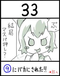  bow cirno hair_bow lowres monochrome solo touhou translated uni_mate ⑨ 