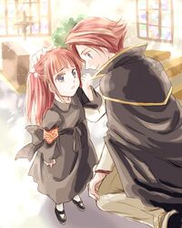  armband blue_eyes cape formal hair_bobbles hair_ornament hand_on_head plus_zero redhead suit tears umineko_no_naku_koro_ni ushiromiya_ange ushiromiya_battler 