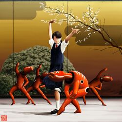  blazer blush closed_eyes dancing original school_uniform solo sunaenoma 