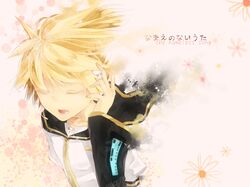  closed_eyes headset highres kagamine_len nail_polish open_mouth short_hair singing solo vient vocaloid 