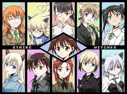  :p agahari charlotte_e_yeager closed_eyes eila_ilmatar_juutilainen erica_hartmann everyone francesca_lucchini gertrud_barkhorn glasses lynette_bishop minna-dietlinde_wilcke miyafuji_yoshika perrine_h_clostermann sakamoto_mio sanya_v_litvyak smile strike_witches tongue 