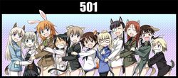  agahari animal_ears black_hair black_pantyhose blonde_hair blue_eyes blush brown_eyes brown_hair cat_ears charlotte_e_yeager closed_eyes eila_ilmatar_juutilainen erica_hartmann everyone eyepatch fox_ears francesca_lucchini gertrud_barkhorn glasses green_eyes hand_on_head hug long_hair lynette_bishop military military_uniform minna-dietlinde_wilcke miyafuji_yoshika multicolored_hair multiple_girls necktie open_mouth panties panty_pull pantyhose perrine_h_clostermann ponytail redhead sakamoto_mio sanya_v_litvyak school_swimsuit school_uniform short_hair silver_hair smile strike_witches swimsuit swimsuit_under_clothes tail thumbs_up uniform white_pantyhose 