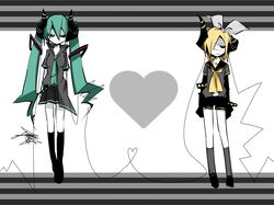  eyepatch hatsune_miku horns kagamine_rin vocaloid 