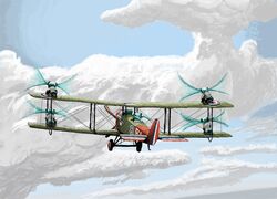  aqua_hair biplane cloud clouds dh4 flapping flying hair_wings hatsune_miku helicopter_hair multiple_girls multiple_persona prehensile_hair rxjx sky twintails vocaloid 