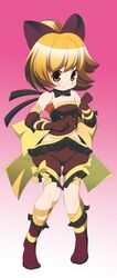  blonde_hair bow dei_shirou hair_bow highres kurodani_yamame orenji_zerii short_hair touhou yellow_eyes 