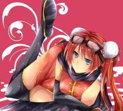  artist_request bad_id blue_eyes double_bun gintama goggles goggles_on_head highres kagura_(gintama) long_hair red_hair redhead 