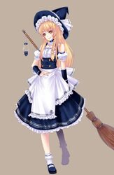  blonde_hair braid broom hat kirisame_marisa kugi_ta_hori_taira long_hair solo touhou witch_hat yellow_eyes 