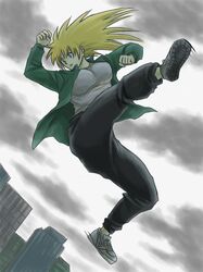  artist_request blonde_hair blue_eyes dorohedoro kick nikaido 
