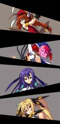  armpits blonde_hair blue_eyes fate_testarossa ginga_nakajima green_eyes hair_ribbon hat lyrical_nanoha mahou_shoujo_lyrical_nanoha mahou_shoujo_lyrical_nanoha_strikers nekomamire purple_hair red_eyes red_hair redhead ribbon vita 