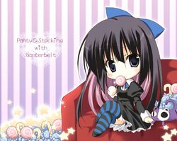  candy_cane chibi eating honekoneko korie_riko lollipop panty_&amp;_stocking_with_garterbelt star stocking_(character) stocking_(psg) striped striped_legwear striped_thighhighs thigh-highs thighhighs 