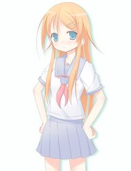  hands_on_hips highres kousaka_kirino long_hair orange_hair ore_no_imouto_ga_konna_ni_kawaii_wake_ga_nai school_uniform serafuku shiratama_(teleidoscope) 