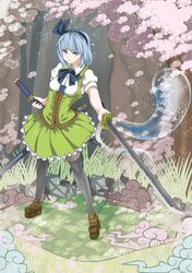  bad_id blue_eyes ghost hairband katana konpaku_youmu konpaku_youmu_(ghost) myon short_hair silver_hair solo sword tenjiku_nezumi tenjikunezumi thighhighs touhou weapon 