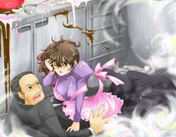  black_hair brown_hair dress formal gouda_toshirou matokichi ponytail suit umineko_no_naku_koro_ni ushiromiya_natsuhi wat 