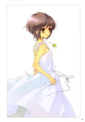  1girl absurdres brown_eyes dress grey_hair highres itou_noiji jewelry nagato_yuki short_hair solo suzumiya_haruhi_no_yuuutsu 
