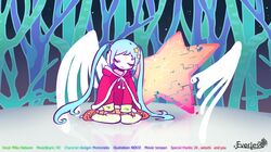  16:9 aqua_hair closed_eyes everless_(vocaloid) hatsune_miku highres night santa_costume sitting skirt star takekono trees twintails vocaloid wallpaper wings 
