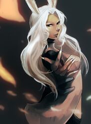  bad_id bechica brown_eyes bunny_ears choker dark-skinned_female dark_skin dark_skinned_female female final_fantasy final_fantasy_xii jote long_hair silver_hair solo viera 