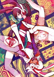  bunny bunny_ears colorful headphones lack new_year original rabbit solo thighhighs 