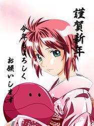  face feldt_grace green_eyes gundam gundam_00 haro highres lips pink_hair short_hair solo yk_(kakeha) 