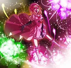  blonde_hair dress elbow_gloves gloves hat highres lambdadelta melting_scarlet red_eyes ribbon sparkles umineko_no_naku_koro_ni 