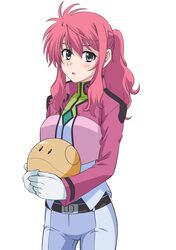  feldt_grace gloves green_eyes gundam gundam_00 haro hasil highres pink_hair solo 
