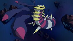  alternate_form giratina highres karizard no_humans pokemon pokemon_(game) pokemon_dppt red_eyes rock solo 