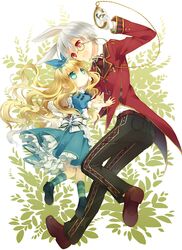  alice_(wonderland) animal_ears bad_id blonde_hair bunny_ears glasses green_eyes original watch white_hair white_rabbit yamiko yamiya 