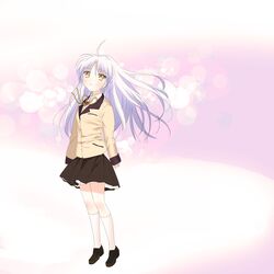  blazer highres long_hair mucha petite piyodera_mucha school_uniform tachibana_kanade tenshi_(angel_beats!) white_hair yellow_eyes 