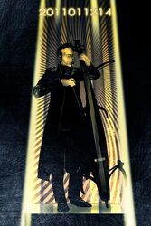  black_hair bow_(instrument) cello coat copyright_request electric_cello headset hirasawa_susumu instrument limits_hys male solo suzuki_tsuta 