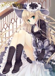  blonde_hair blunt_bangs boots dress gloves gosick gothic_lolita hat lolita_fashion long_hair petticoat slip_skirt solo tatekawa_mako very_long_hair victorica_de_blois victorique_de_broix wnb_mark 