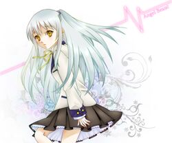  blazer kyabetsu_tarou long_hair looking_back school_uniform tachibana_kanade tenshi_(angel_beats!) white_hair yellow_eyes 