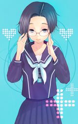  glasses kobayakawa_rinko lips love_plus school_uniform serafuku short_hair solo umesuki 
