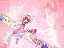  dress haruna_(kore_wa_zombie_desu_ka?) hat kore_wa_zombie_desu_ka? pass-d thigh-highs violet_eyes weapon zoom_layer 