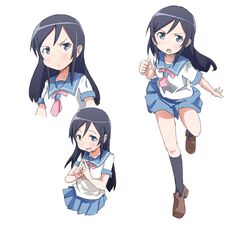  aragaki_ayase black_hair blue_eyes canonallaottava chart expressions long_hair ore_no_imouto_ga_konna_ni_kawaii_wake_ga_nai school_uniform serafuku 