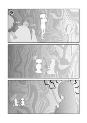  akemi_homura comic kaname_madoka long_hair magia_(madoka_magica) mahou_shoujo_madoka_magica miki_sayaka monochrome multiple_girls parody sakura_kyouko short_hair silent_comic silhouette sumeragi_kou tea tomoe_mami translation_request 
